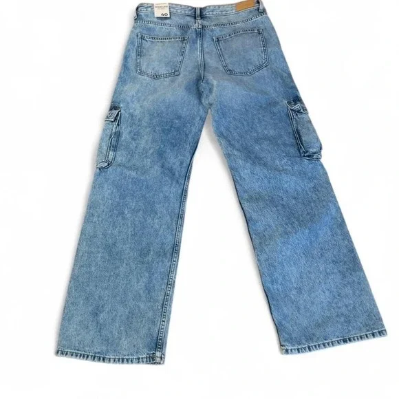 Clockhouse C&A Cargo Jeans NWT EU 40 Light Wash Wide Leg Baggy Denim - Picture 3 of 8